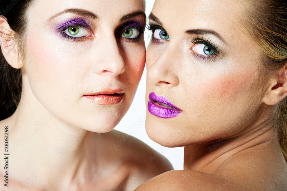 Beautiful fashion models with full make up. Beautiful fashion models with full make up.