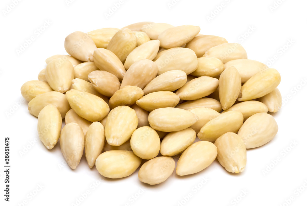 Peeled Almonds Isolated on White Peeled Almonds Isolated on White