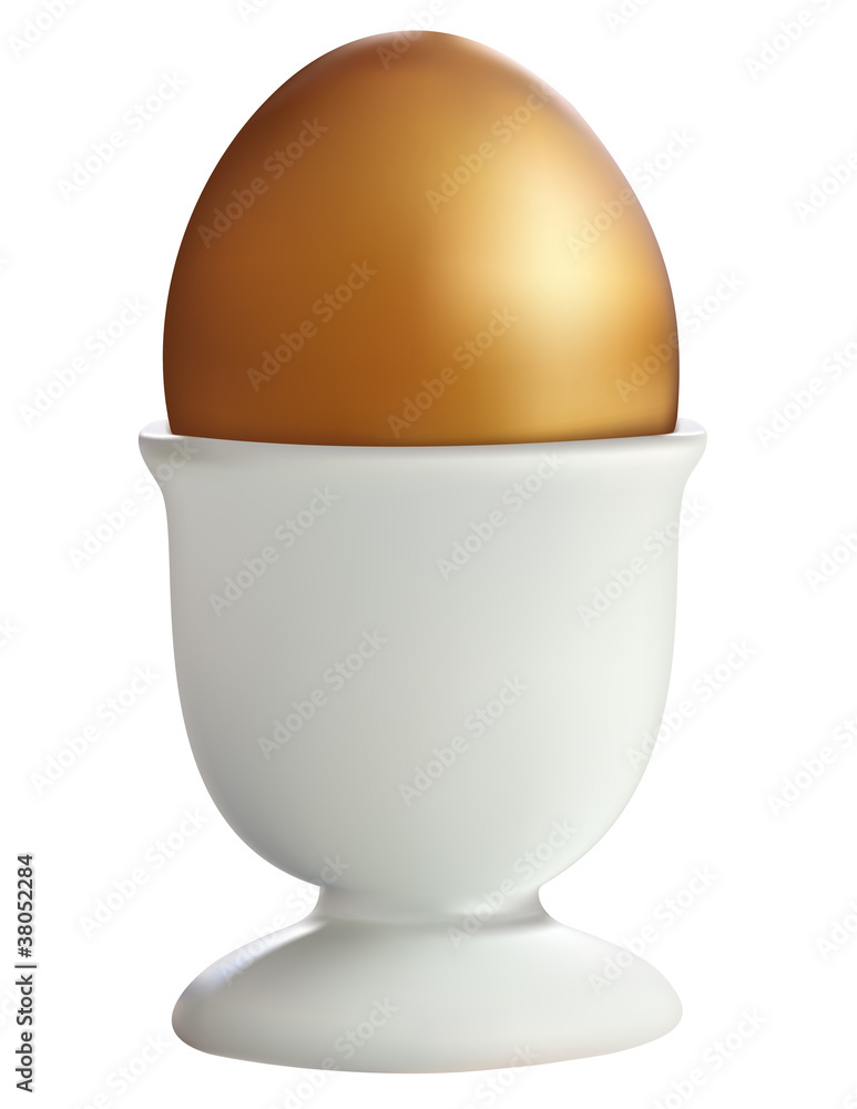 Golden Egg in a stand on a white background Golden Egg in a stand on a white background