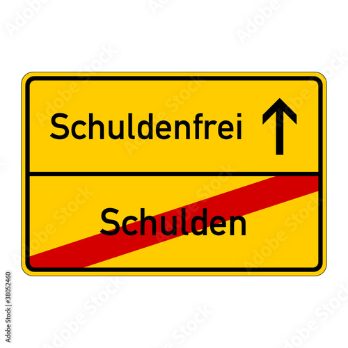 ortsschild schulden schuldenfrei I