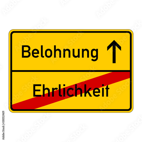 ortsschild ehrlichkeit belohnung I