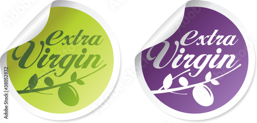 Extra virgin olive oil stickers set