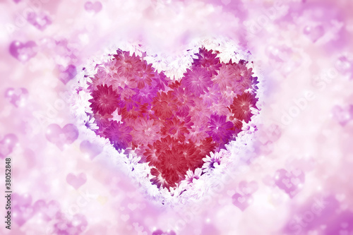 Heart made with flowers_Hearts background