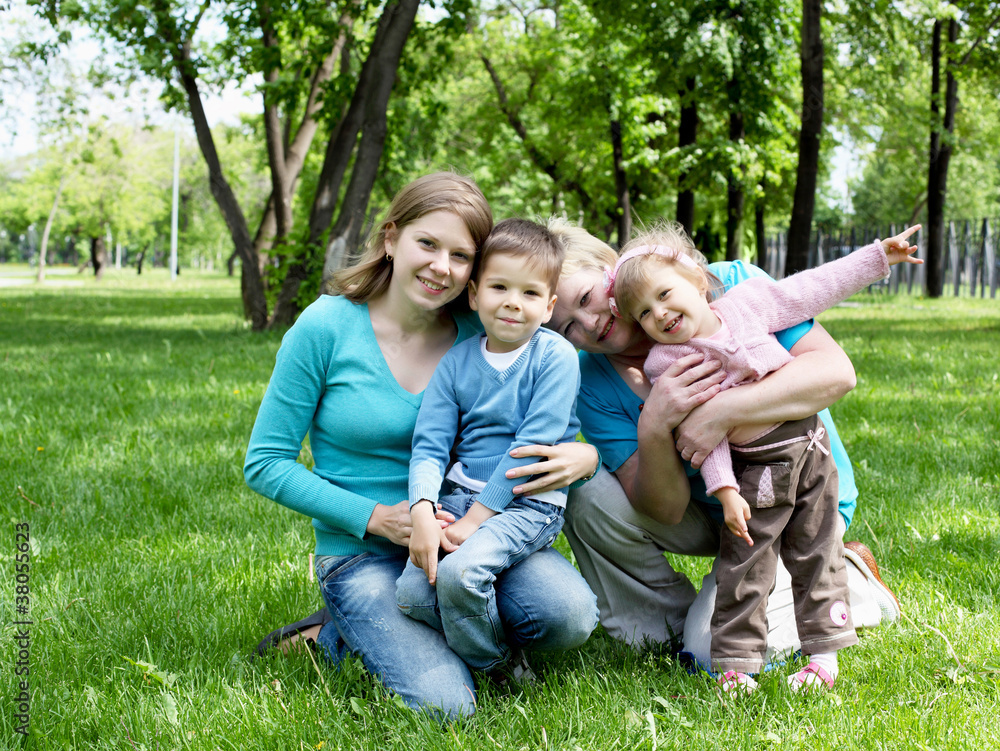 Portrait of children with mother and grandmother Portrait of children with mother and grandmother