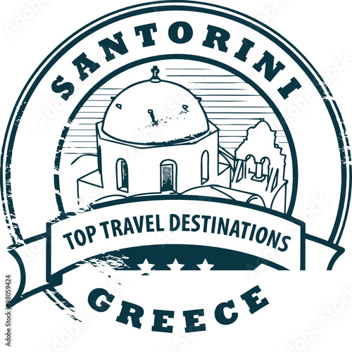 Stamp with Santorini, Greece, vector