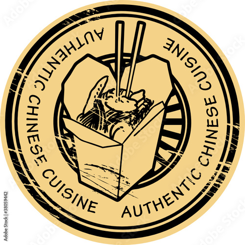 Stamp with text Authentic Chinese Cuisine, vector