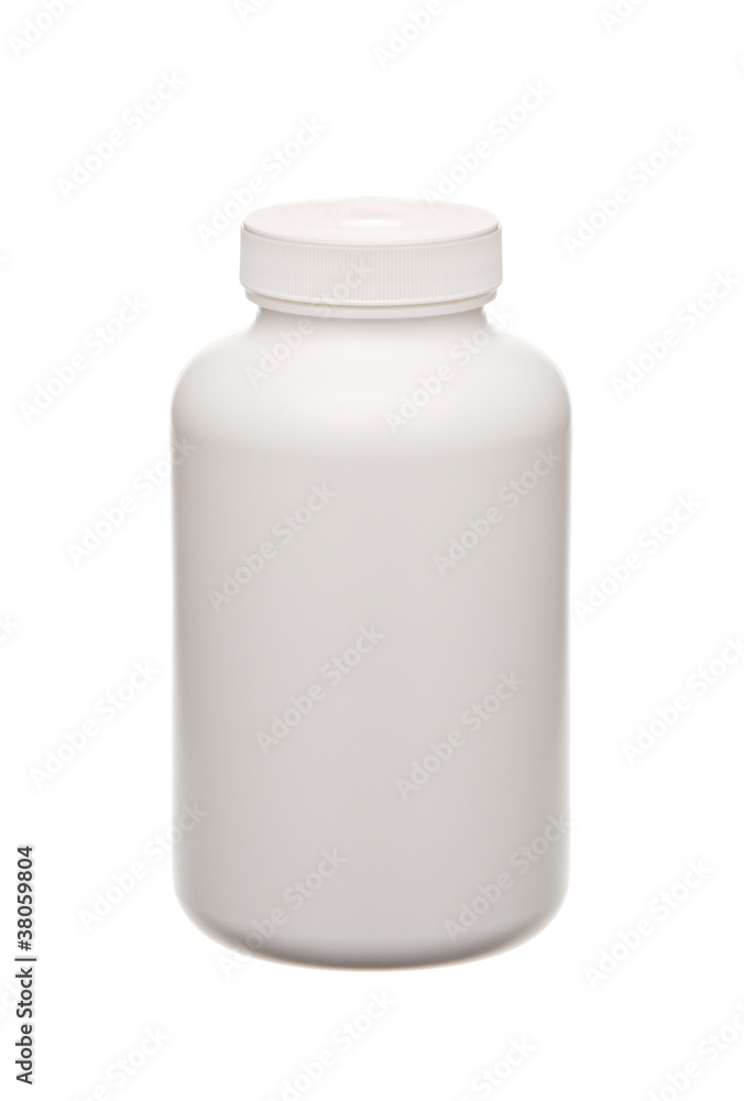 white pills container isolated on white white pills container isolated on white