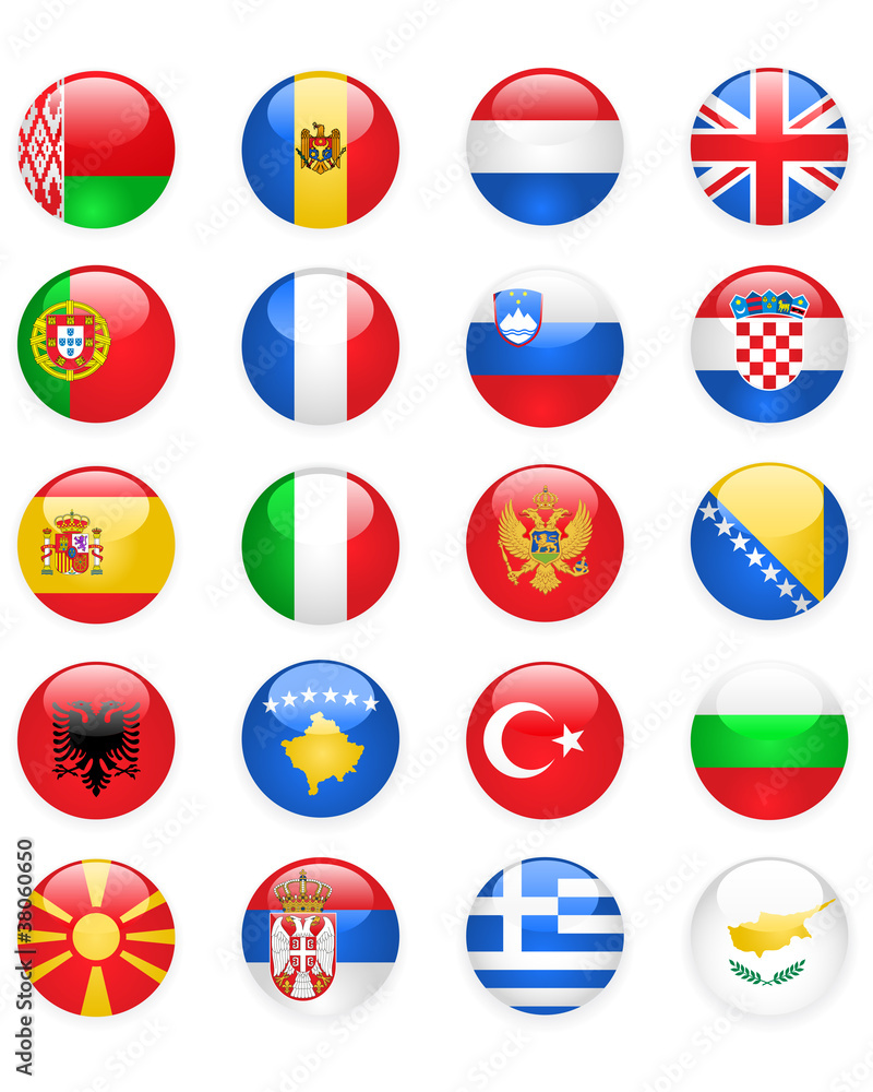 Europe flags buttons, part one Europe flags buttons, part one