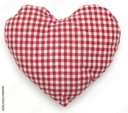 Pillow red and white heart shaped