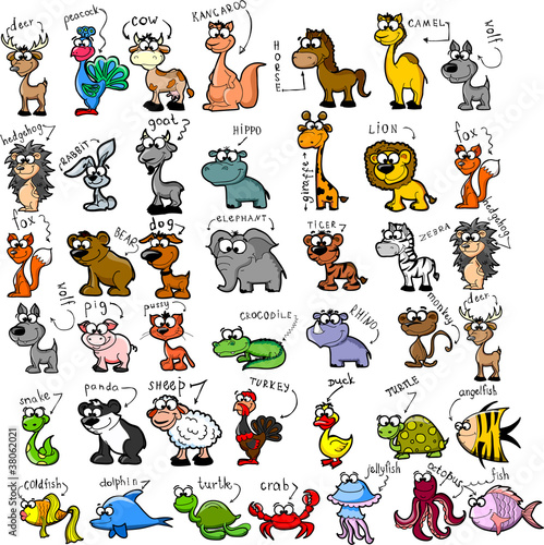 Большой набор мультфильм животных