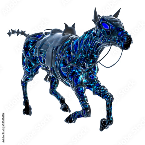 blaues abstraktes pferd im galopp photo