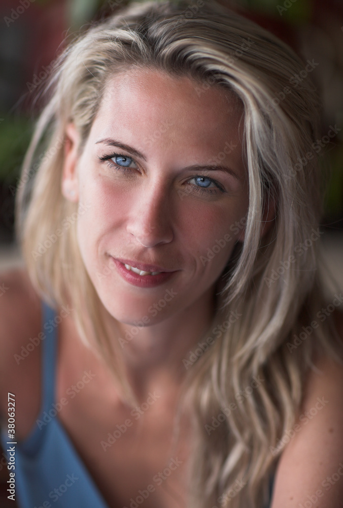 Beautuful blonde woman portrait, blue eyes, smile Beautuful blonde woman portrait, blue eyes, smile