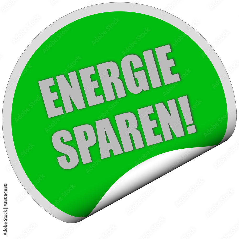Sticker grün rund curl unten ENERGIE SPAREN! Sticker grün rund curl unten ENERGIE SPAREN!