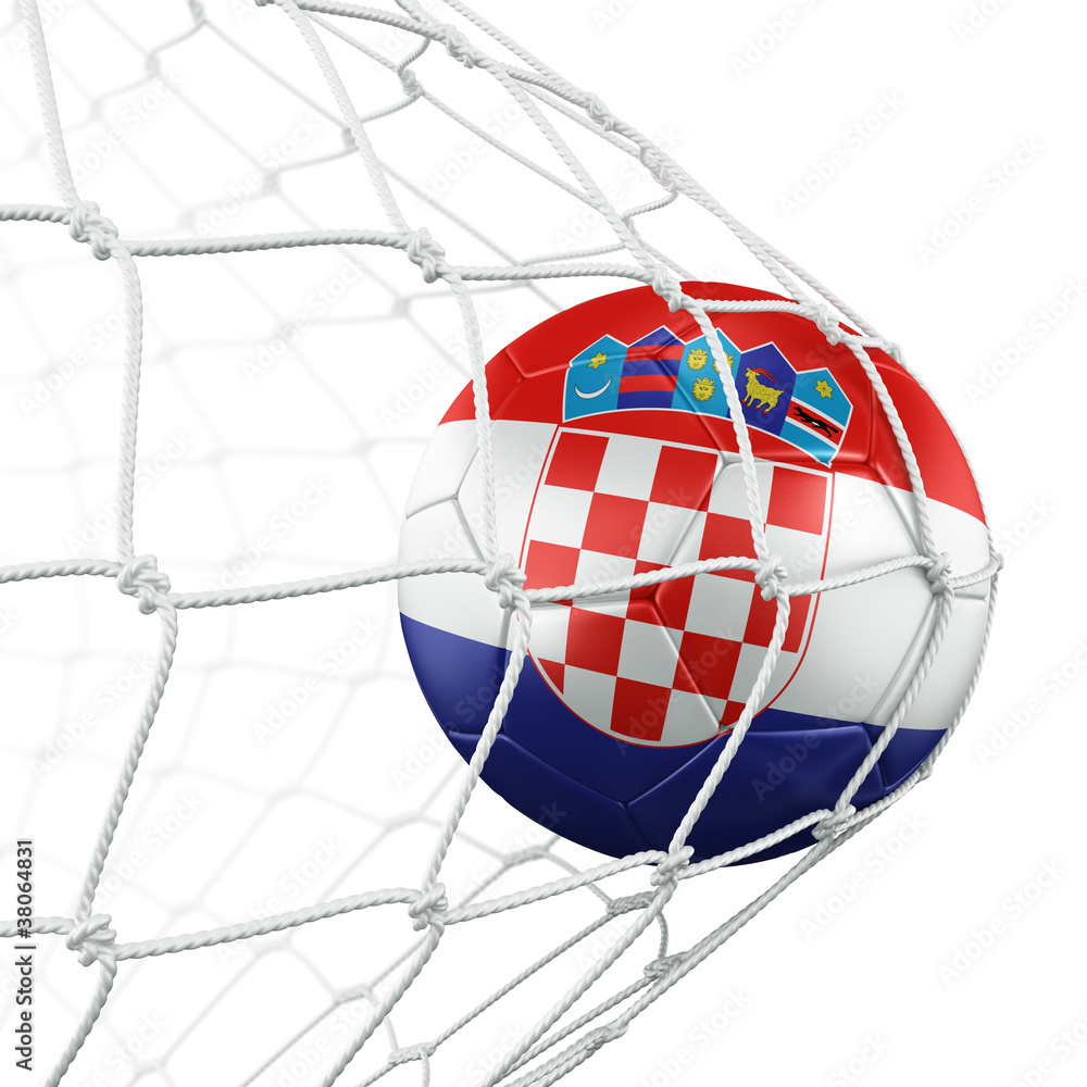 Naklejka premium Croatian soccerball in net