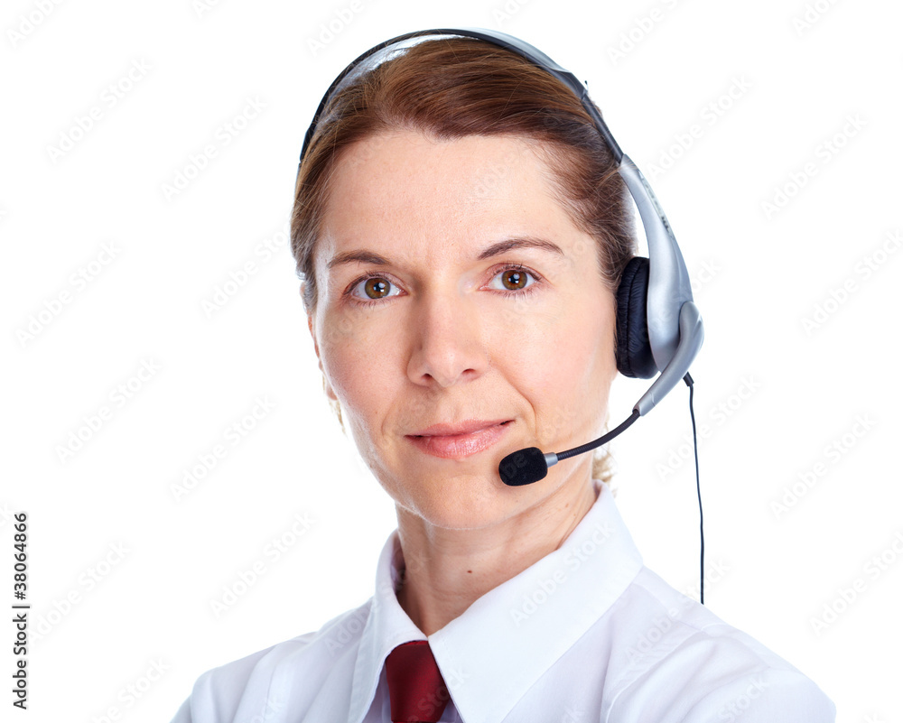 Beautiful business woman with headset. Beautiful business woman with headset.