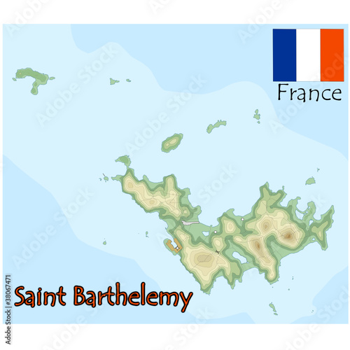 saint barthelemy island france map flag emblem