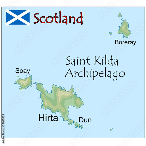 saint kilda archipelago scotland map flag emblem