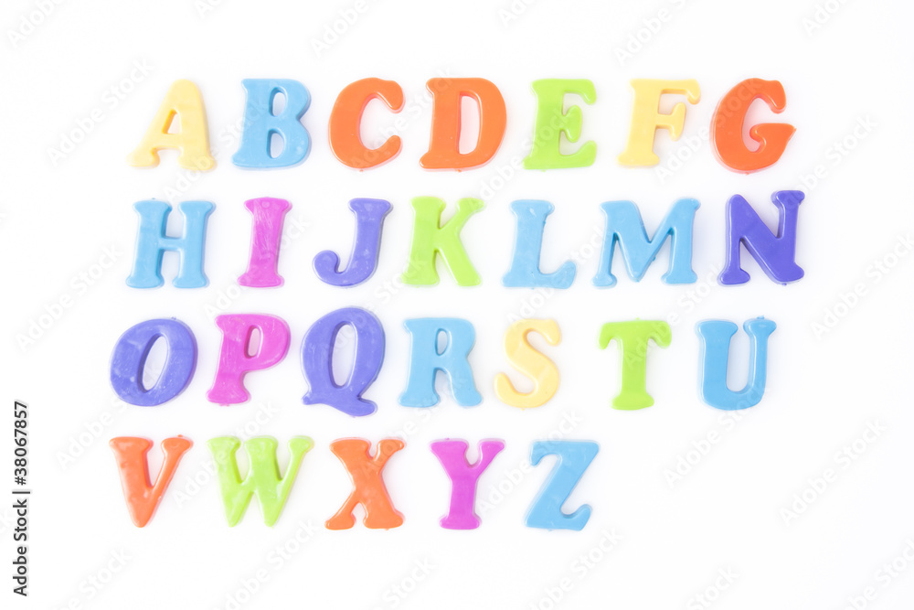 magnetic letters isolated on white