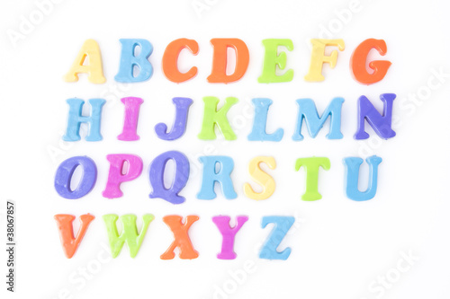 magnetic letters isolated on white