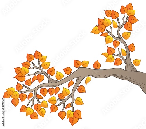 Cartoon tree branch with leaves 2