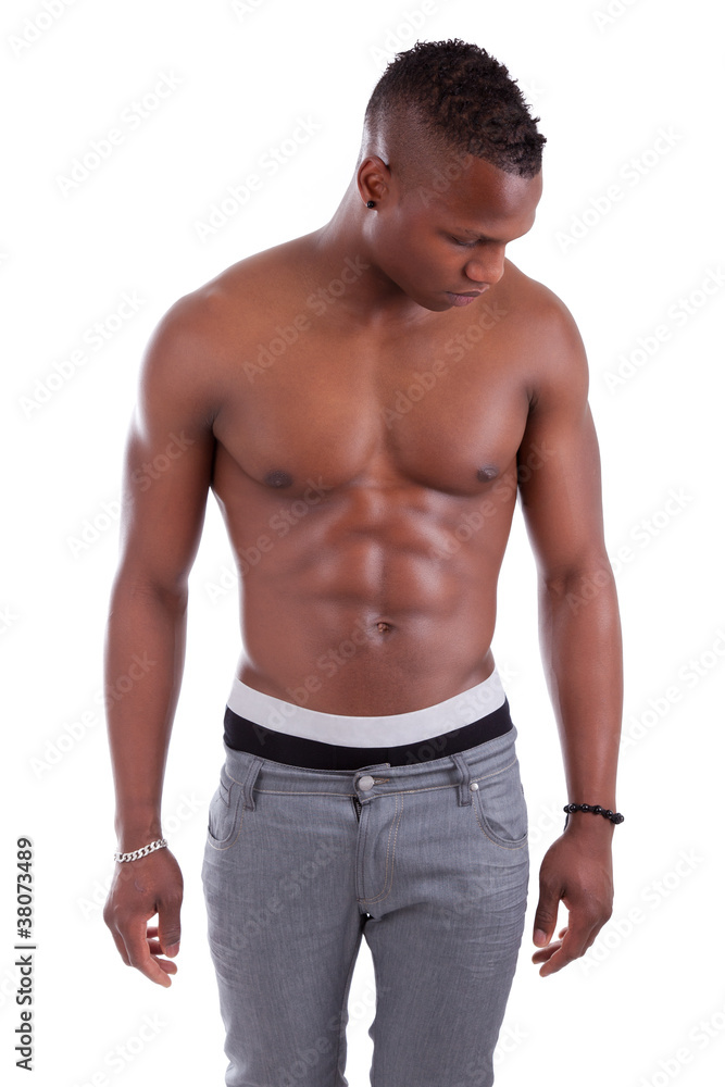 Sexy muscular african american man shirtless Sexy muscular african american man shirtless