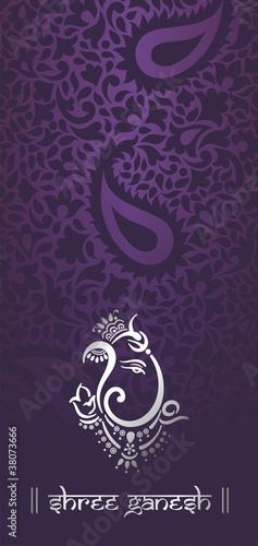 Ganesha, traditional Hindu wedding card, royal Rajasthan, India	