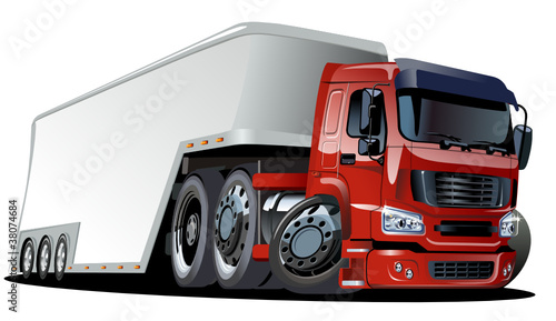 vector cartoon semi truck. one-click repaint