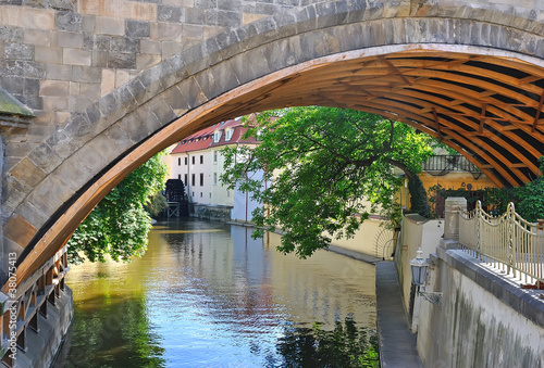 Prague, Czech Republic, a view from under the old bridg © voltan