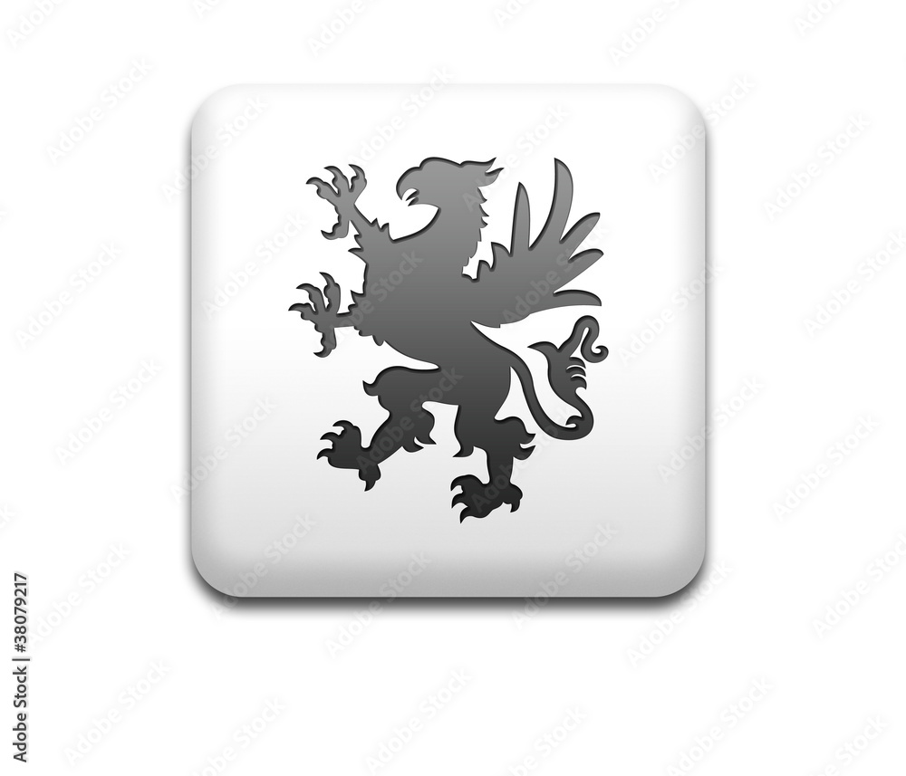 reinado reembolso lector Boton cuadrado blanco grifo heraldica ilustración de Stock | Adobe Stock