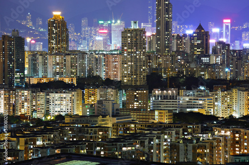 building at night in Hong Kong