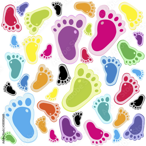 Seamless pattern with foot steps