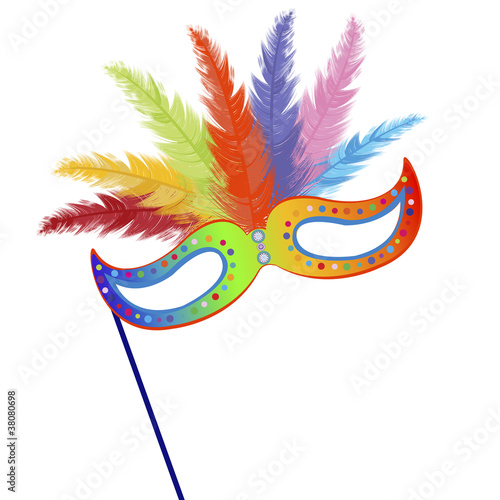 Colored mardi Grass mask with feathers