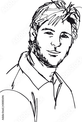 Sketch of handsome man face. Vector illustration