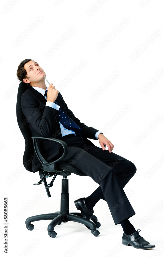 Taking a break, leaning back on chair Taking a break, leaning back on chair