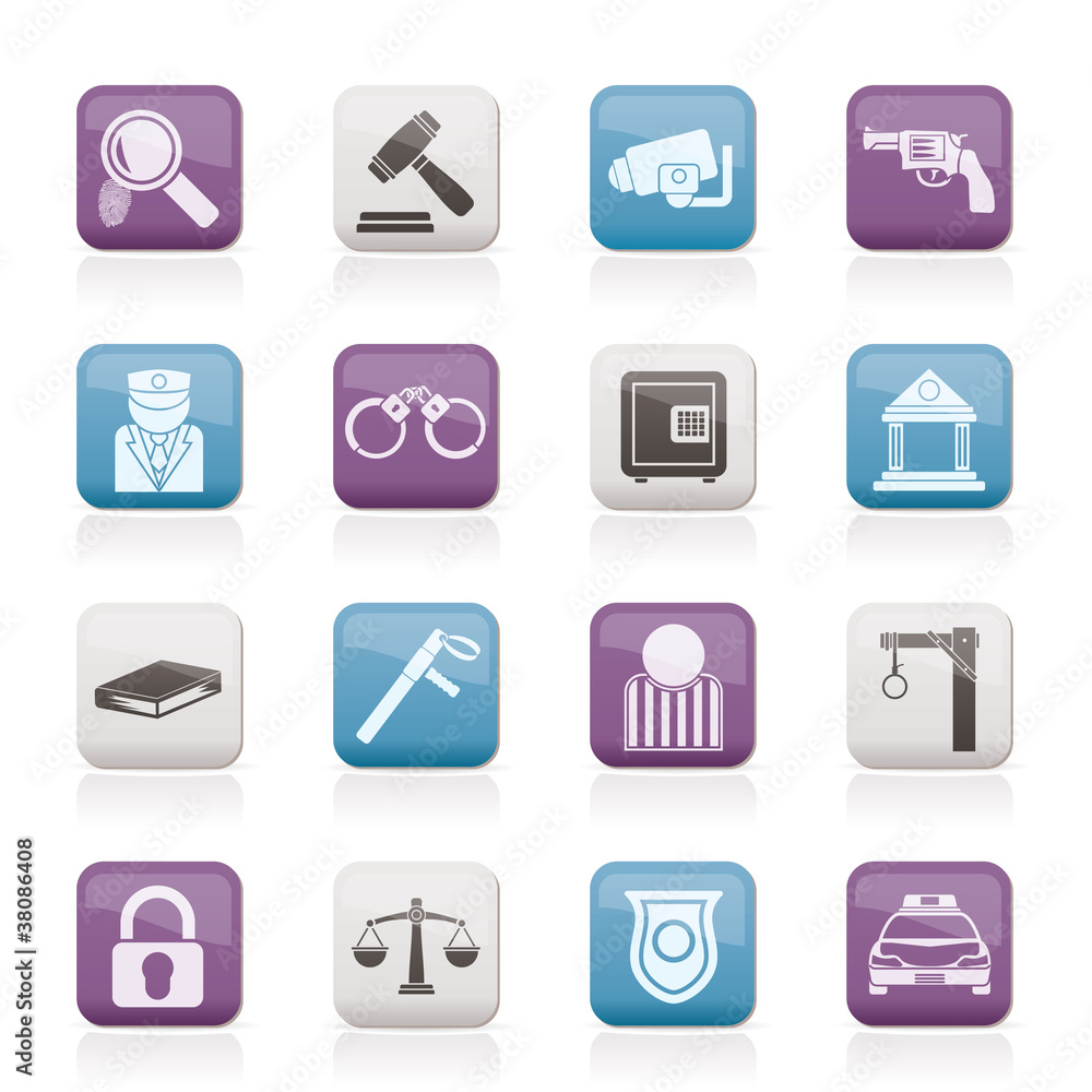 Law, Police and Crime icons - vector icon set