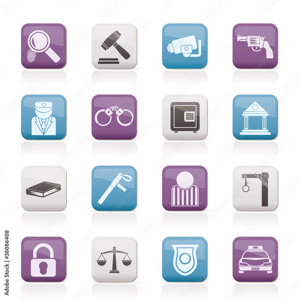 Law, Police and Crime icons - vector icon set Law, Police and Crime icons - vector icon set
