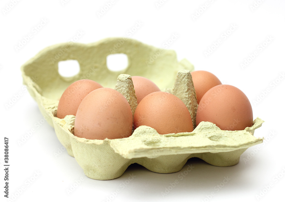 six brown eggs in the package six brown eggs in the package