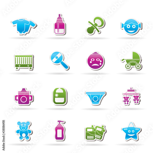 Baby, children and toys icons - vector icon set