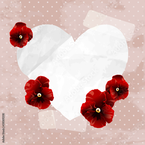 Red vintage banner with a paper heart