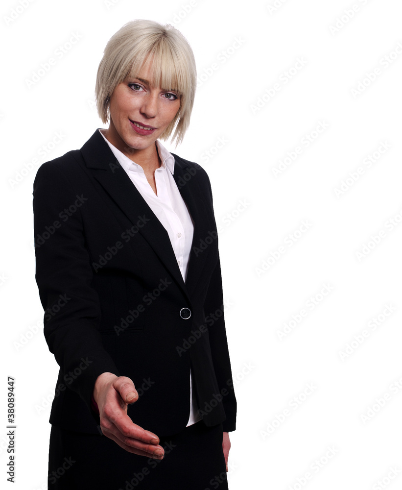 Young business woman ready to shake hands Young business woman ready to shake hands