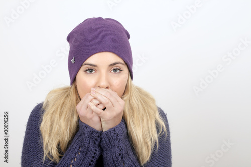 A young woman has a cold photo