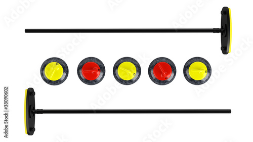 Curling brooms and stones