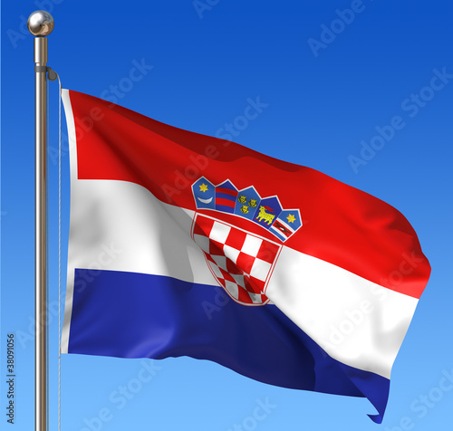 Flag of Croatia against blue sky
