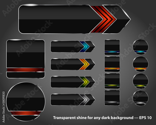 Set of modern glossy web buttons. Place for text or icons.