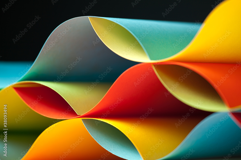 detail of waved colored paper structure - obrazy, fototapety, plakaty 