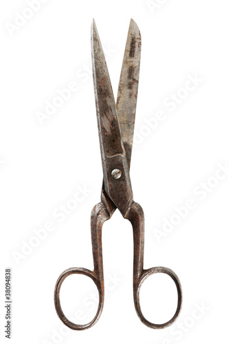 Old fashioned scissors  it is isolated on white