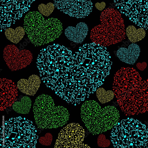 Vector illustration of colorful musical heart shape for Valentin