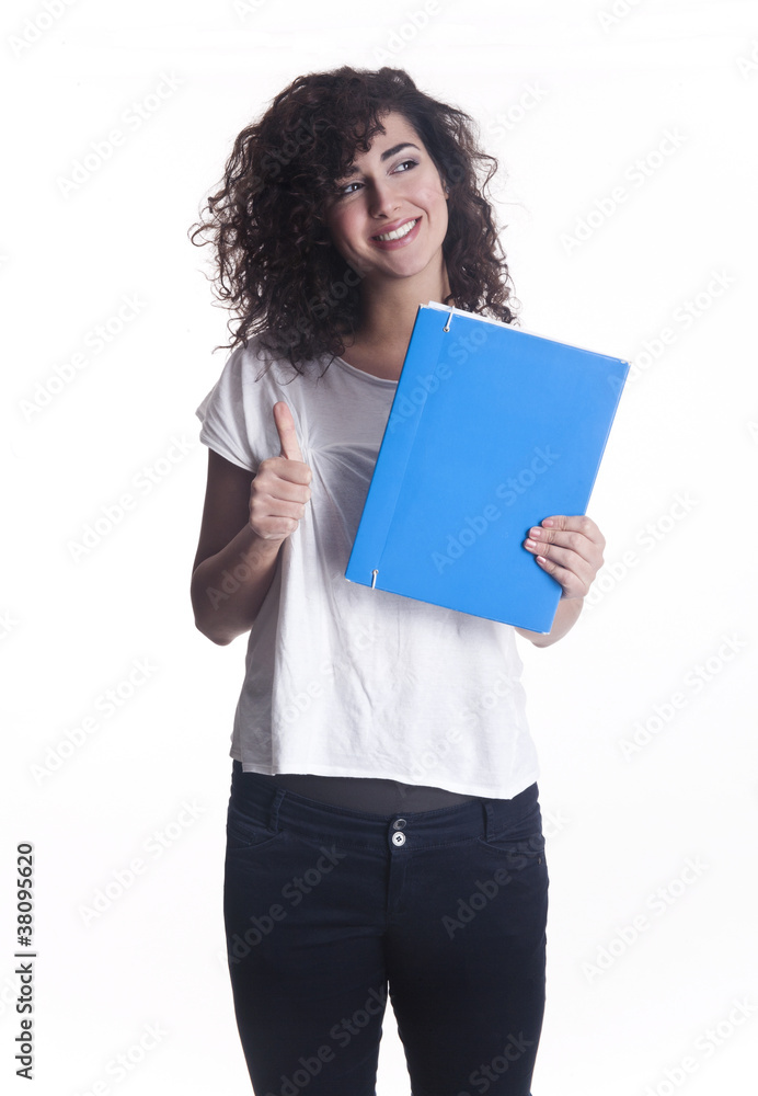 Young lady with her thumb up Young lady with her thumb up