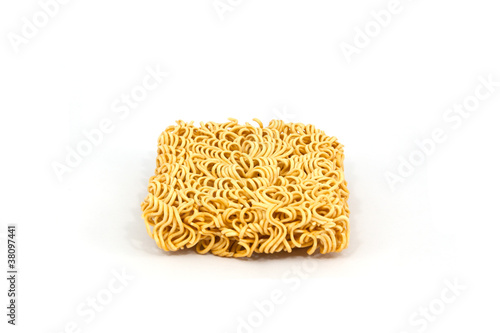 Dry instant noodle on white background 