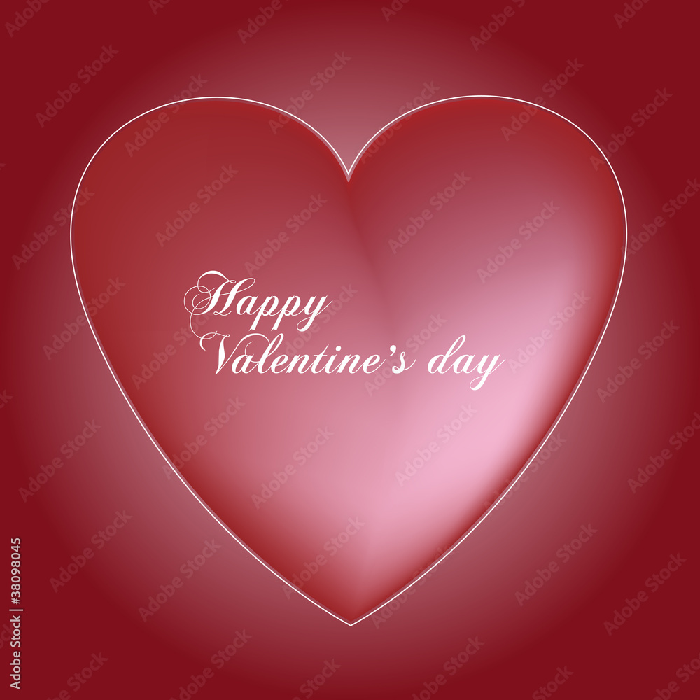 red valentines heart with white outline